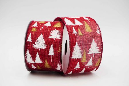 Christmas Trees Wired Ribbon_KF6703G-8-8_Red